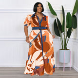 Pre-Order Curvy Size  Color Printing with Belt Loose  Women Clothing Dress