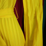 Pre-Order Summer V neck Sexy Lace up Pleated Wide Leg Jumpsuit