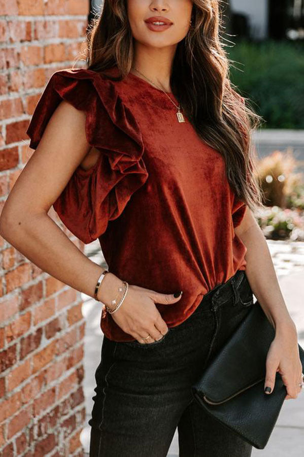 New 2023  Velvet Pullover Short Sleeve round Neck Women Loose T-shirt