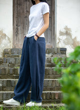 Cotton Linen Women Clothing Spring Summer Artistic Stone Washed Loose Cotton Linen Slimming Trousers Ladies Linen