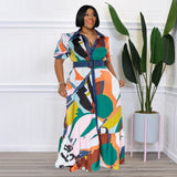Pre-Order Curvy Size  Color Printing with Belt Loose  Women Clothing Dress