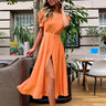 Women's Solid Color Solid Color Single Breasted Sexy Slit Mid Length Dress