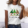 Women's Crewneck Lucky Elf Print Short-sleeved T-shirt