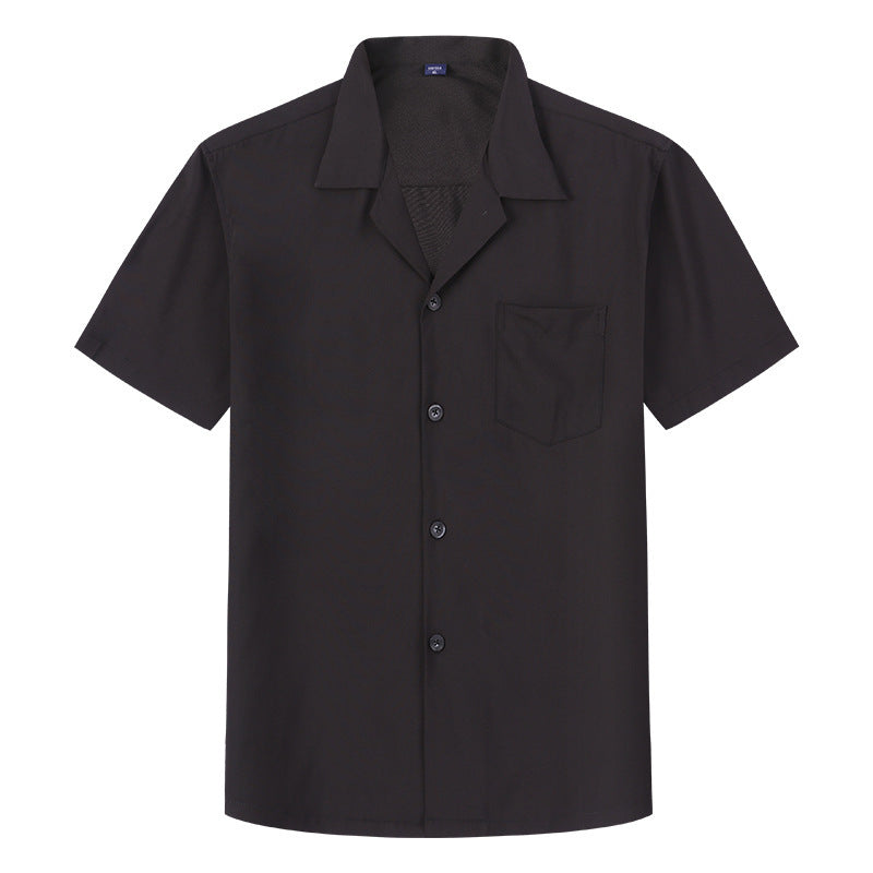 Loose Solid Color Casual Lapel Ordinary Short Sleeve Shirt Men