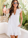 European and American lace stitching hollow V-neck dress for women