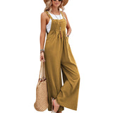 Women's Solid Color Casual Bib Trousers