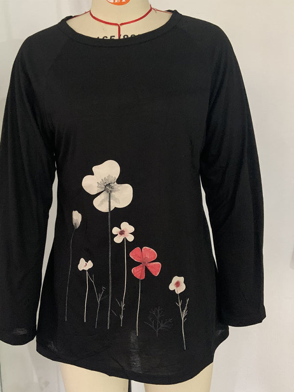 Ladies T-Shirt With Loose Round Neck And Casual Style