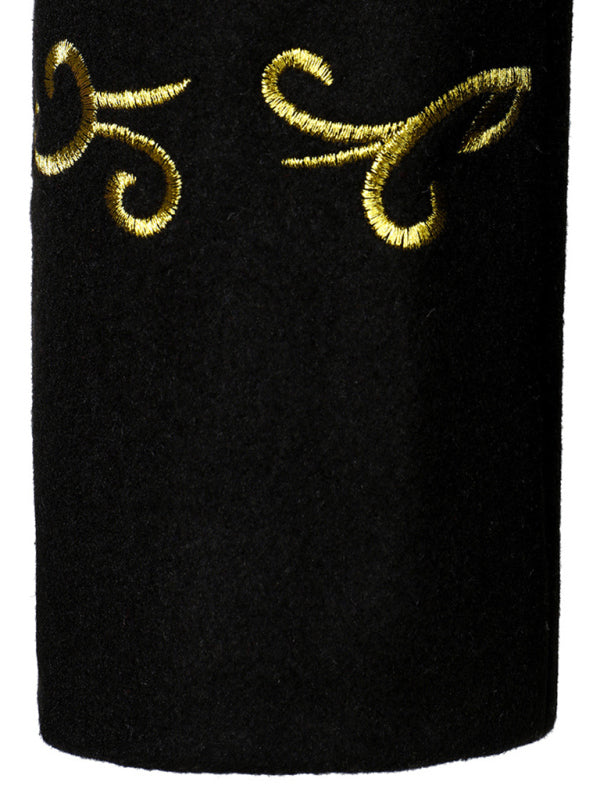 Men's Stand Collar Embroidery Pea Coat Tweed Coat