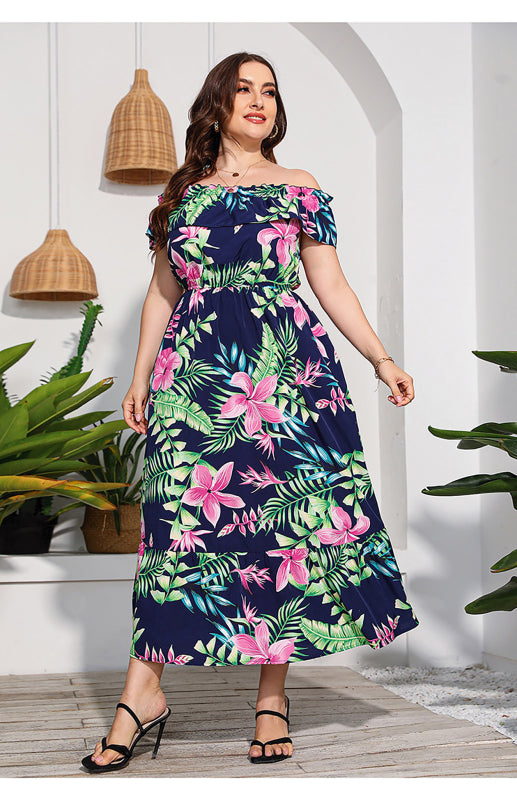 Women's Printed Off Shoulder Long Dress