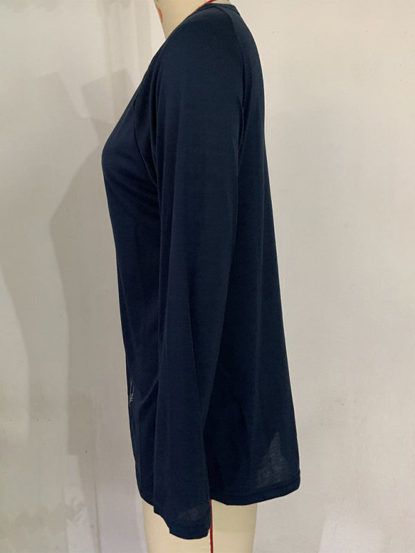 Ladies T-Shirt With Loose Round Neck And Casual Style