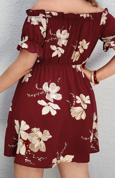 Women's Plus Size Off Shoulder Floral Dress