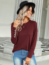 Women's casual loose T-shirt solid top