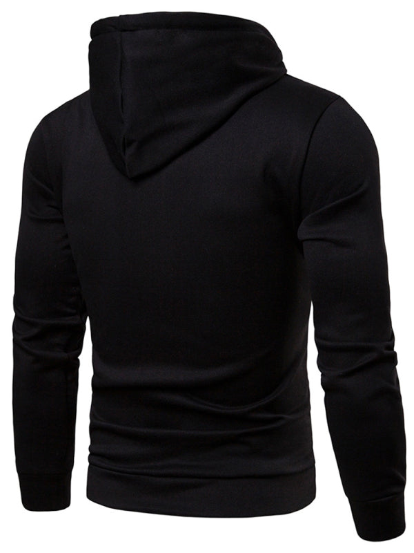 Men's Solid Color Slim Fit Hooded Long Sleeve Sweatshirt