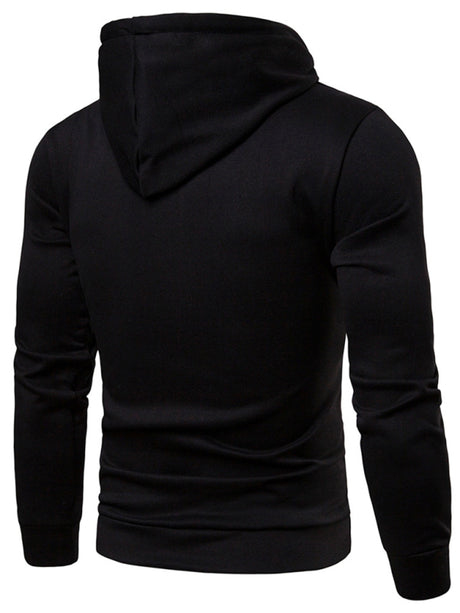 Men's Solid Color Slim Fit Hooded Long Sleeve Sweatshirt