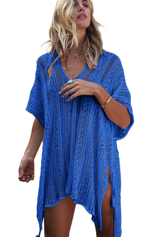 $44.98 Crochet Knitted Tassel Tie Kimono Beachwear