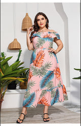 Women's Printed Off Shoulder Long Dress