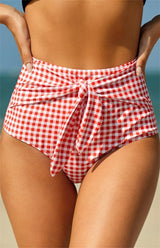 Women's Printed Bow High Waist Swim Shorts