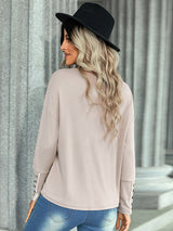 Women's casual loose T-shirt solid top
