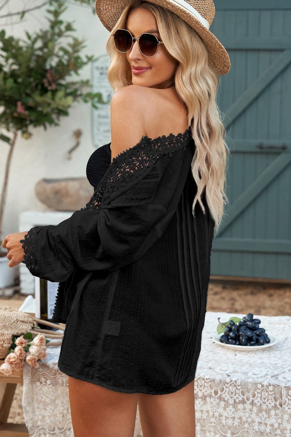 $36 Crochet Lace Three-Quarter Sleeve Blouse