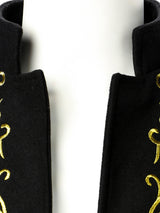 Men's Stand Collar Embroidery Pea Coat Tweed Coat
