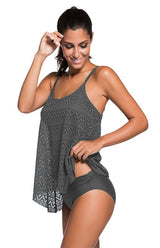 Women's Jacquard Mesh Solid Color Split Swimsuit