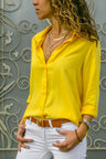 Ladies Long Sleeve Deep V Button Chiffon Shirt