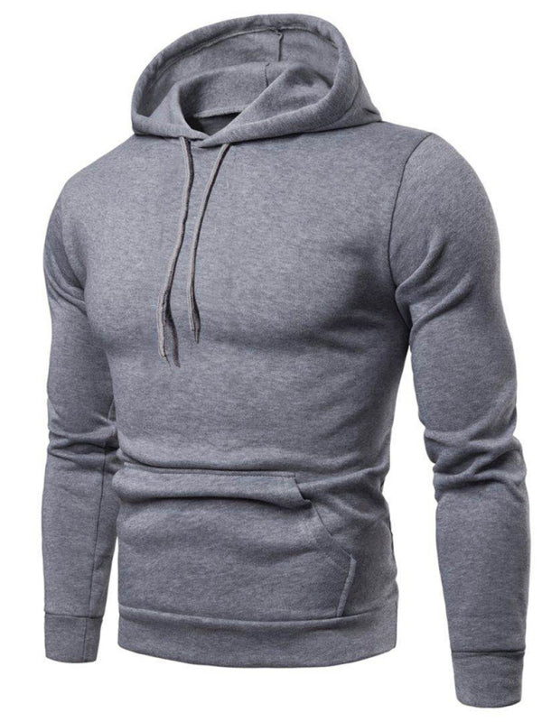 Men's Solid Color Slim Fit Hooded Long Sleeve Sweatshirt