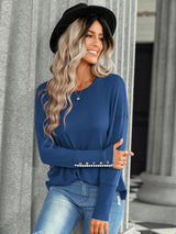 Women's casual loose T-shirt solid top