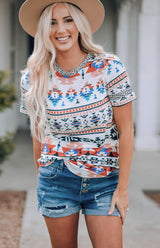 Women's Printed Crew Neck Short Sleeve Casual T-Shirt