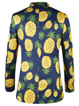 Men's Casual Print Pineapple Fruit Pattern Two Button Suit