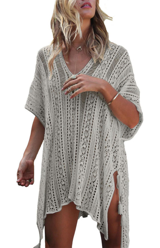 $44.98 Crochet Knitted Tassel Tie Kimono Beachwear