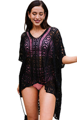 $44.98 Crochet Knitted Tassel Tie Kimono Beachwear