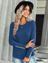 Women's casual loose T-shirt solid top
