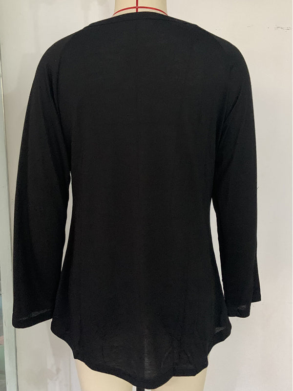 Ladies T-Shirt With Loose Round Neck And Casual Style
