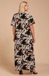 Women's Round Neck Leopard Print Long Dress