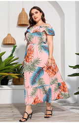 Women's Printed Off Shoulder Long Dress
