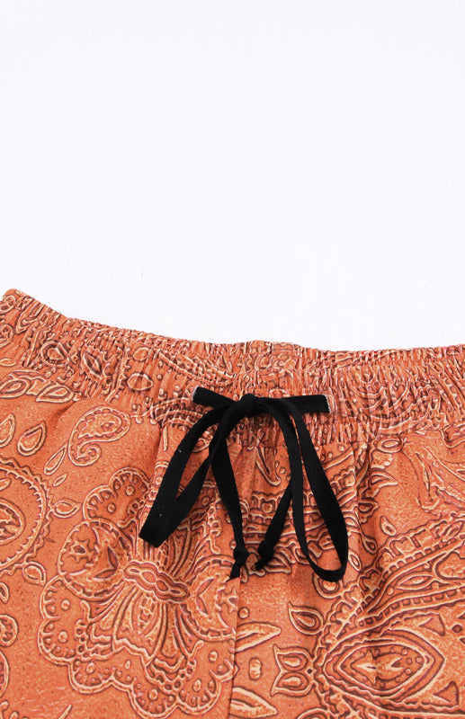 Women's Tribal Print Drawstring Mid Waist Shorts