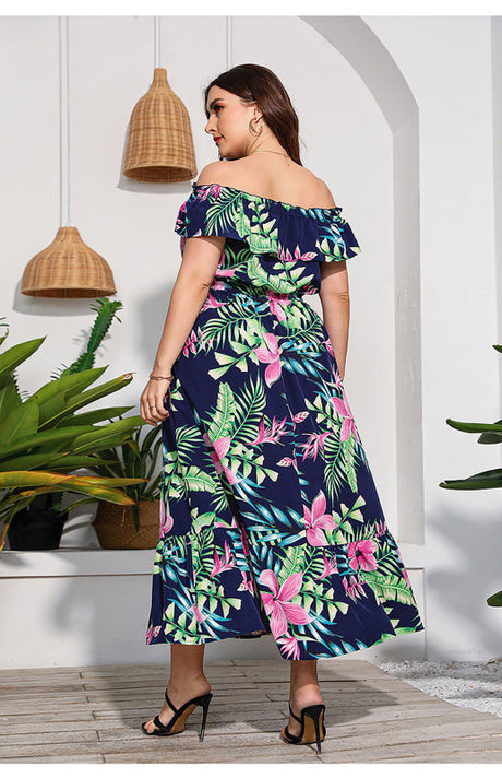 Women's Printed Off Shoulder Long Dress