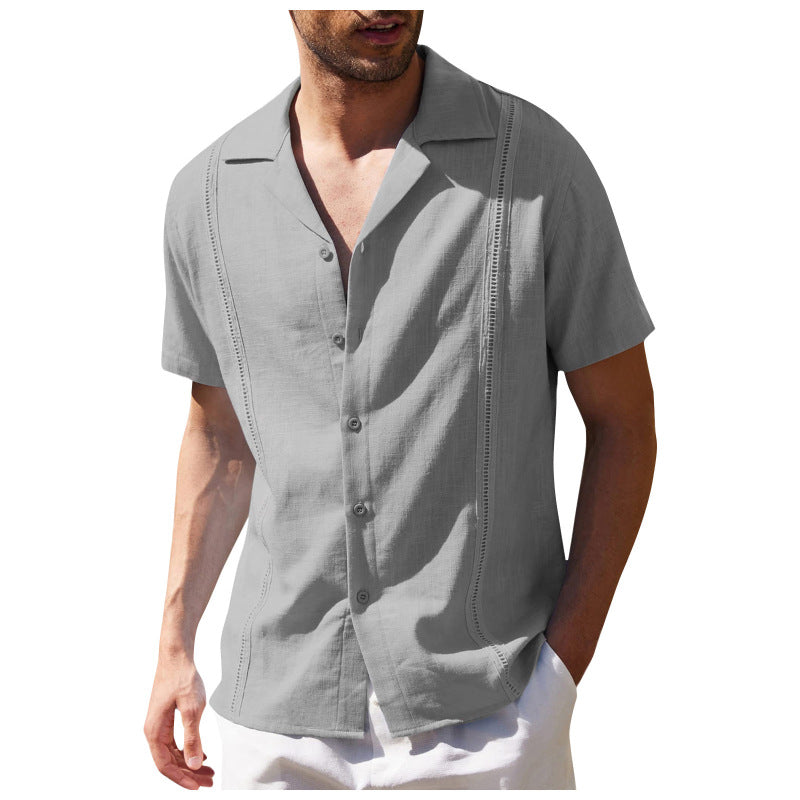 Men's Loose Fit Linen Guayabera Beach Shirt