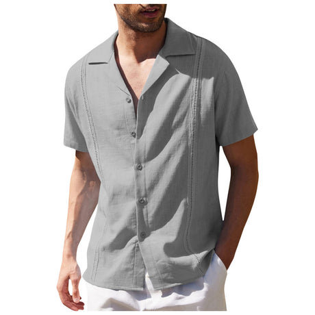 Men's Loose Fit Linen Guayabera Beach Shirt