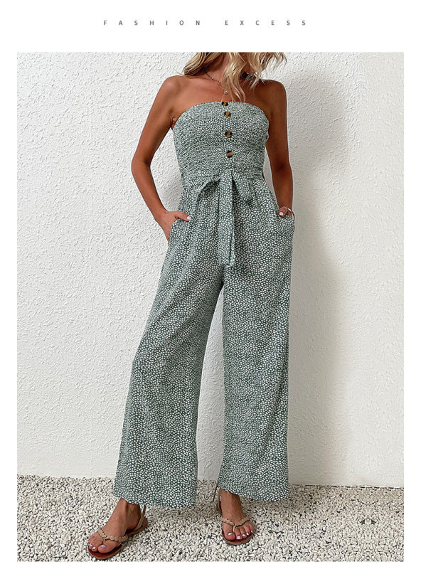 New European and American women's holiday leopard print one-piece jumpsuit