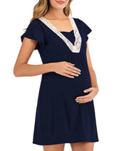 Women's maternity V-neck short sleeve Nursing Dress