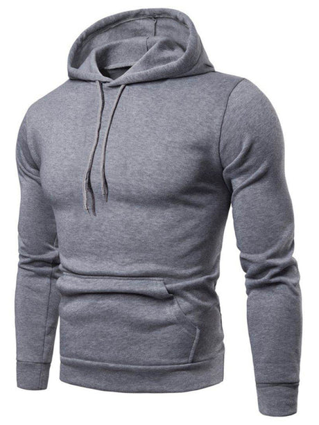 Men's Solid Color Slim Fit Hooded Long Sleeve Sweatshirt