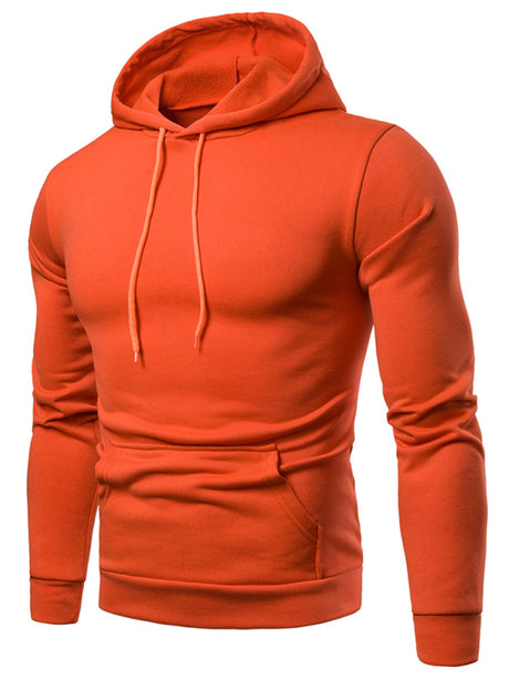 Men's Solid Color Slim Fit Hooded Long Sleeve Sweatshirt