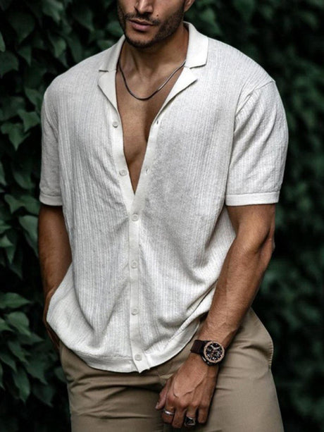 Casual loose knit short sleeve shirt