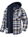 Men’s Plaid Pattern Flannel Contrast With Quilted Lined Hoodie Shirt Jacket
