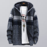 Men’s Color Block Faux Fur Lining Zip Front Hooded Drawstring Hood Sweatshirt Jacket