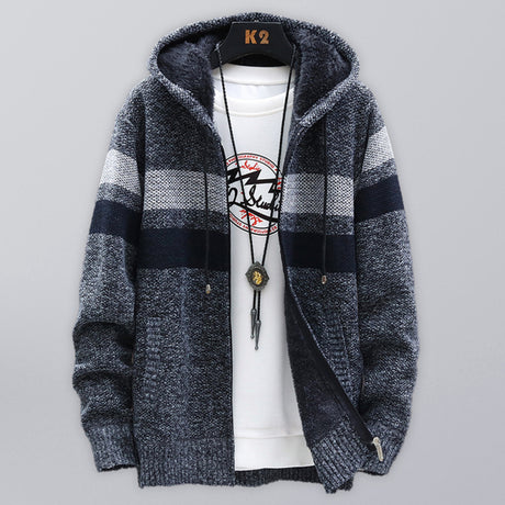Men’s Color Block Faux Fur Lining Zip Front Hooded Drawstring Hood Sweatshirt Jacket