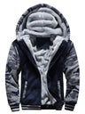 Men’s Camouflage Trim Faux Fur Lined Zip Up Hoodie