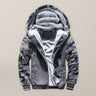 Men’s Camouflage Trim Faux Fur Lined Zip Up Hoodie